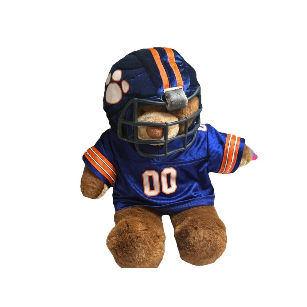Build a Bear - Fuzzy Brown Bear Plush Bears Jersey And Helmet